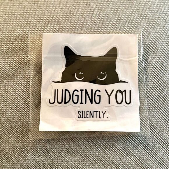 Judging You Silently Cute Funny Cats Vinyl Laptop Sticker Decal - Picture 2 of 3